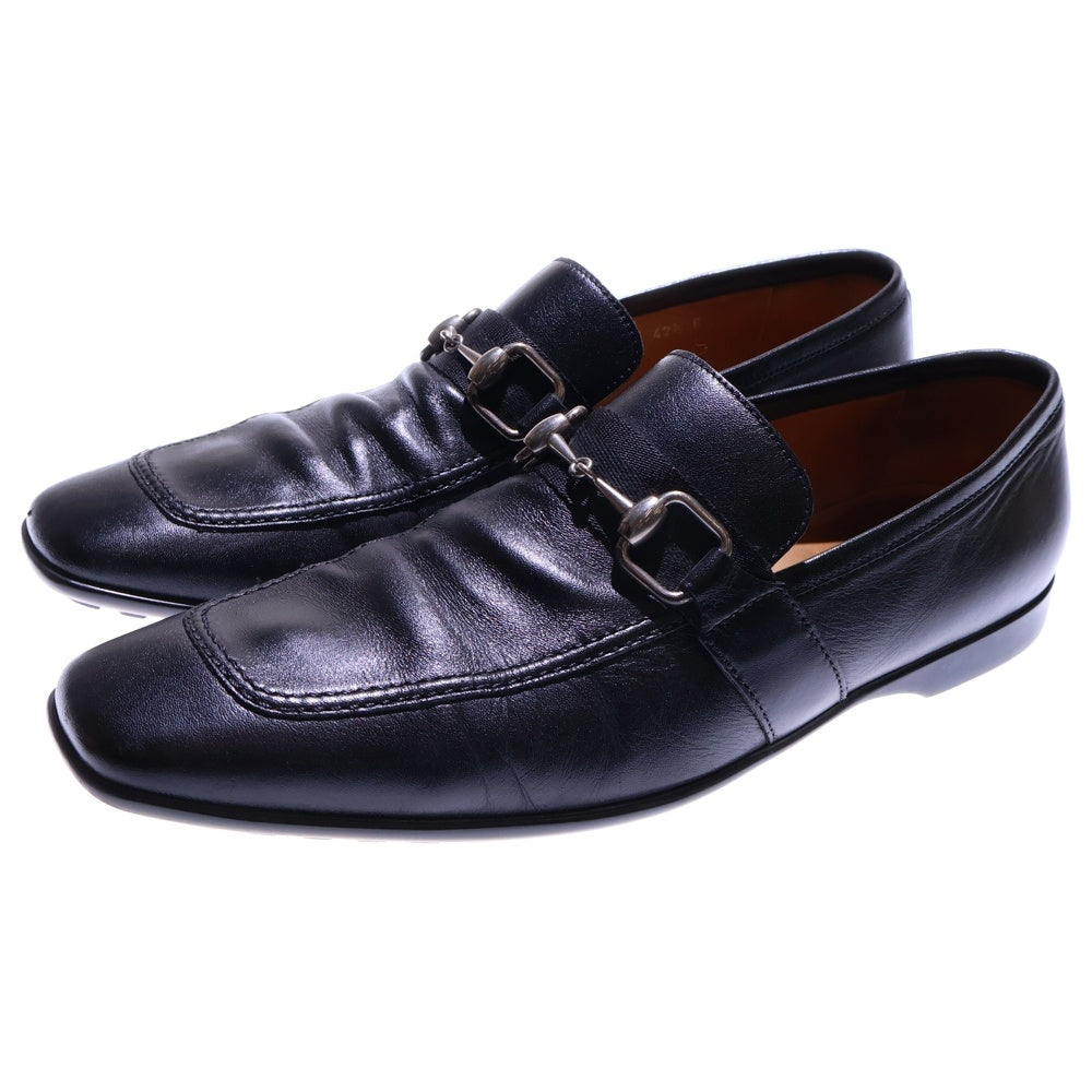 GUCCI(グッチ) ホースビット レザー ローカットシューズ ローファー シルバー金具 ブラック 190004