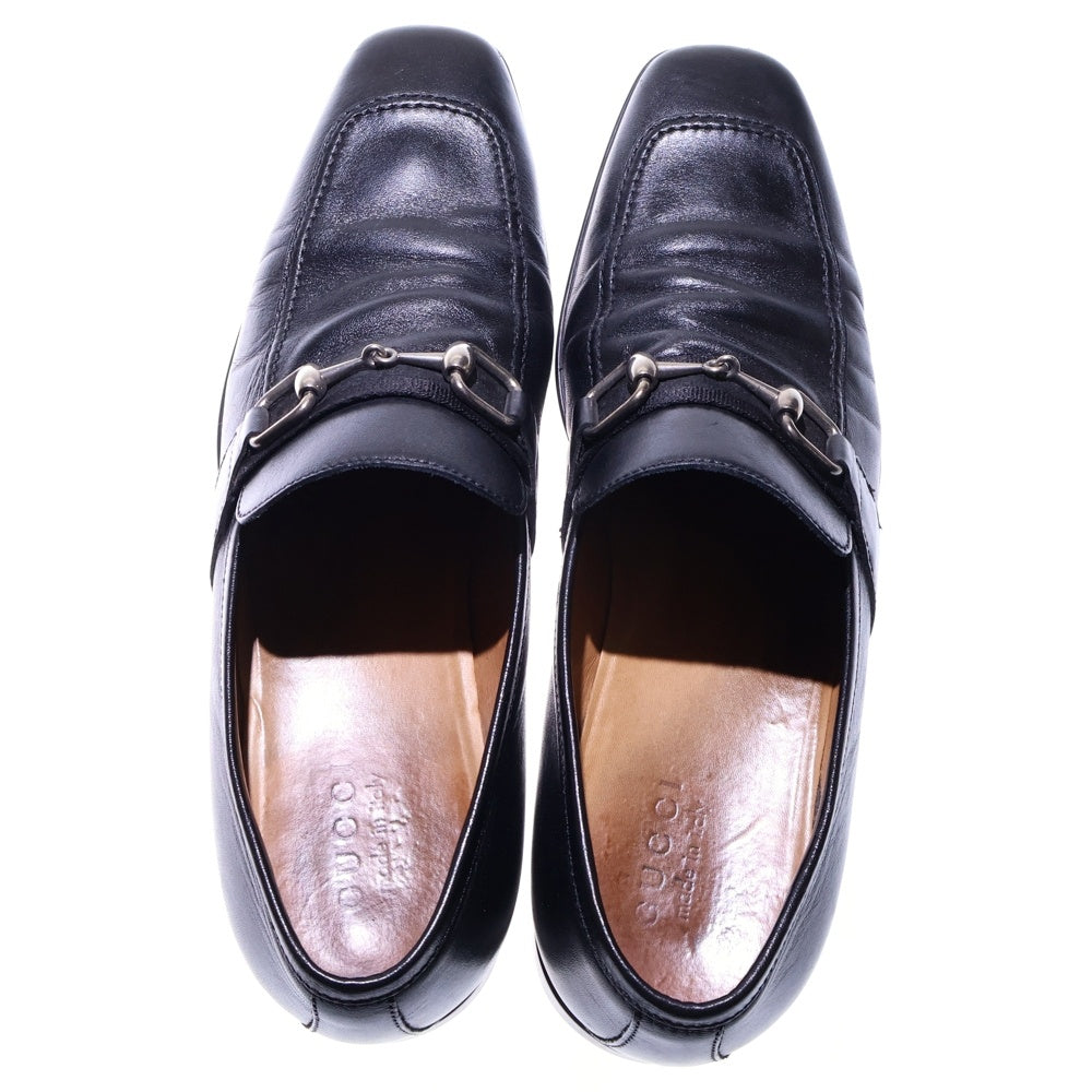 GUCCI(グッチ) ホースビット レザー ローカットシューズ ローファー シルバー金具 ブラック 190004