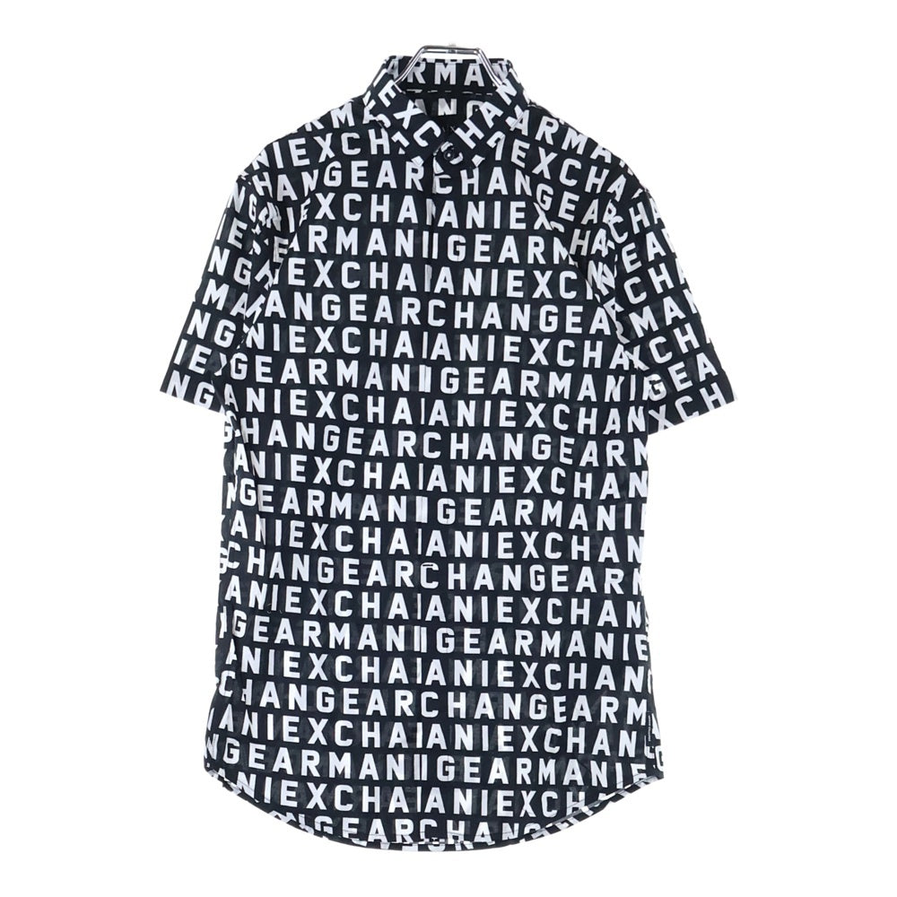Armani Exchange(アルマーニ エクスチェンジ) 比翼 ロゴ 半袖シャツ ブラック×ホワイト 3DZC04