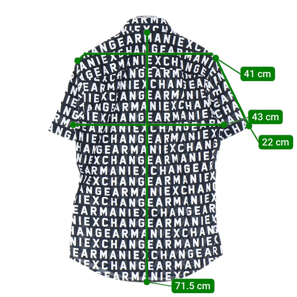 Armani Exchange(アルマーニ エクスチェンジ) 比翼 ロゴ 半袖シャツ ブラック×ホワイト 3DZC04