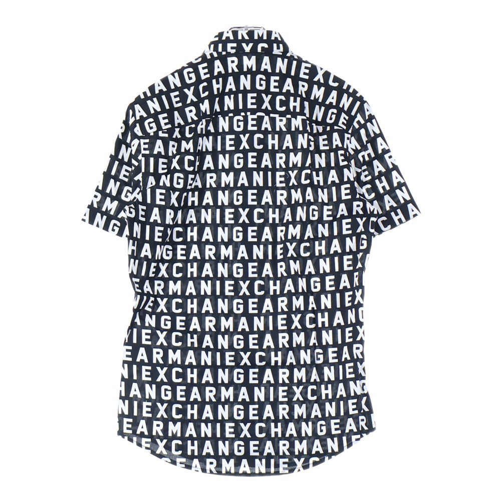 Armani Exchange(アルマーニ エクスチェンジ) 比翼 ロゴ 半袖シャツ ブラック×ホワイト 3DZC04