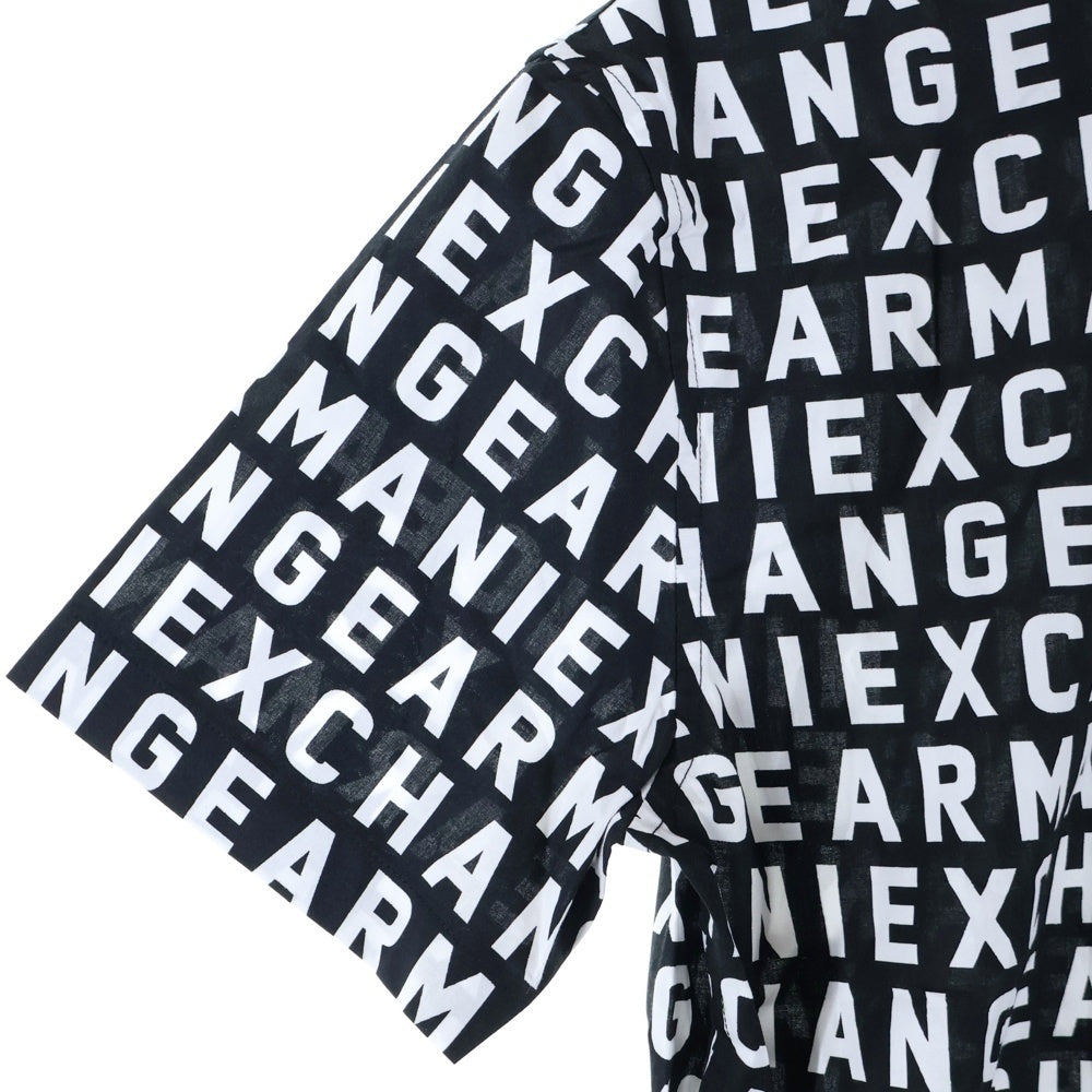 Armani Exchange(アルマーニ エクスチェンジ) 比翼 ロゴ 半袖シャツ ブラック×ホワイト 3DZC04