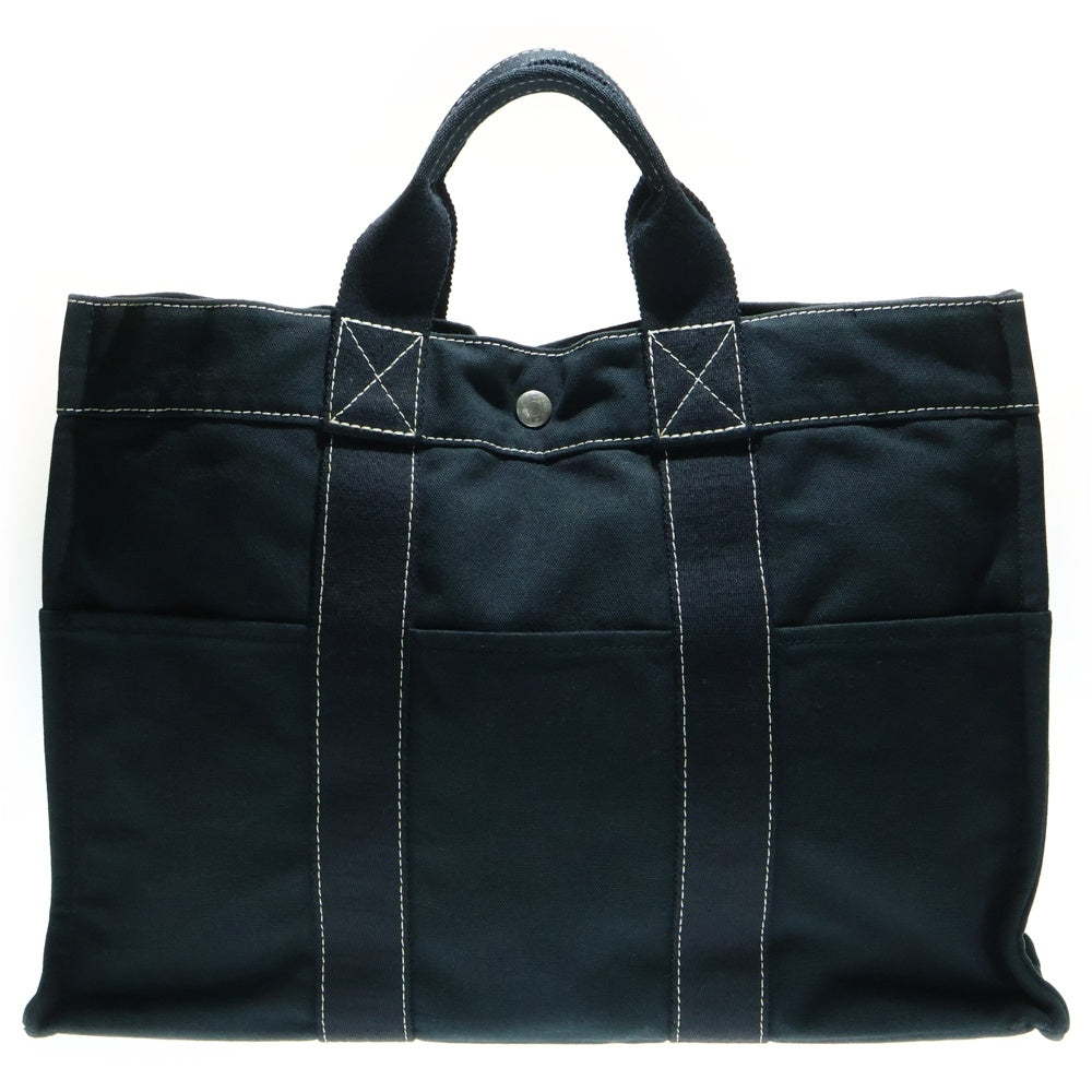HERMES(エルメス) ドーヴィルMM トートバッグ ハンドバッグ ホワイトステッチ キャンバス