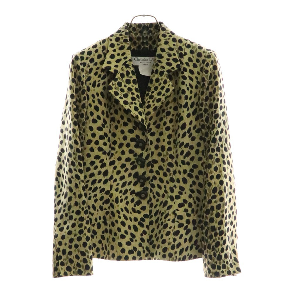 Christian Dior(クリスチャンディオール) ウッドボタン レオパードシングルテーラードジャケット ブラック/イエロー Q020098
