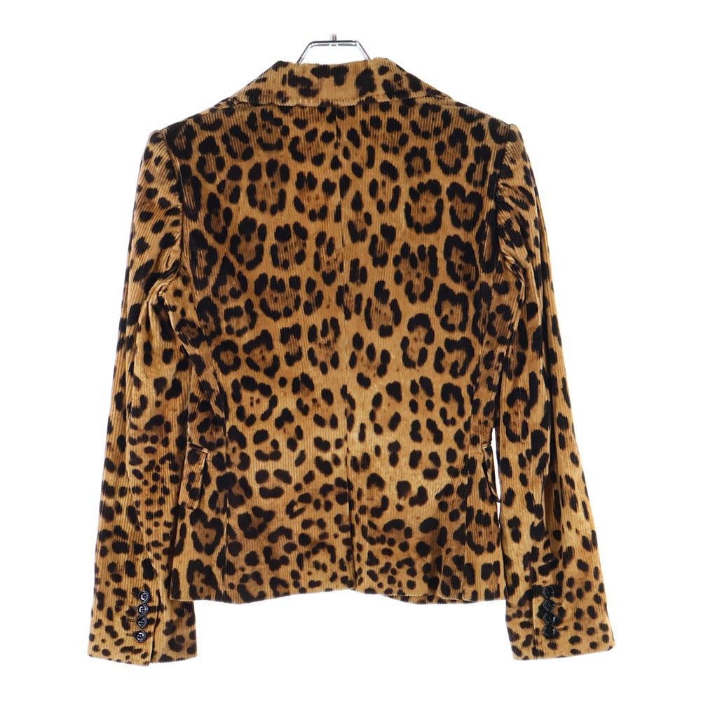 DOLCE & GABBANA(ドルチェアンドガッバーナ) レオパード総柄 コーデュロイ 2B テーラードジャケット ブラウン F2668T