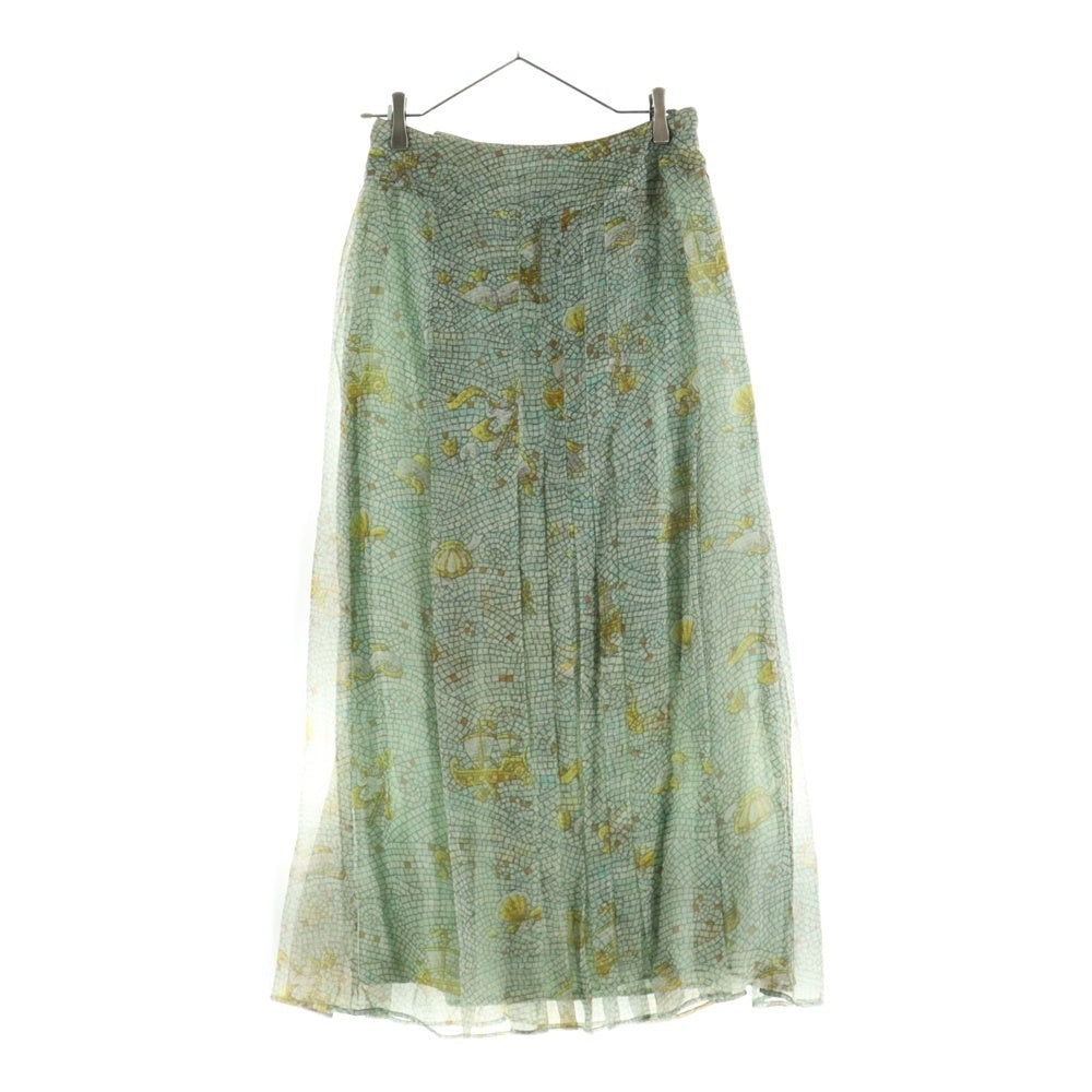 HERMES(エルメス) ロングスカート シルク オリーブグリーン レディース