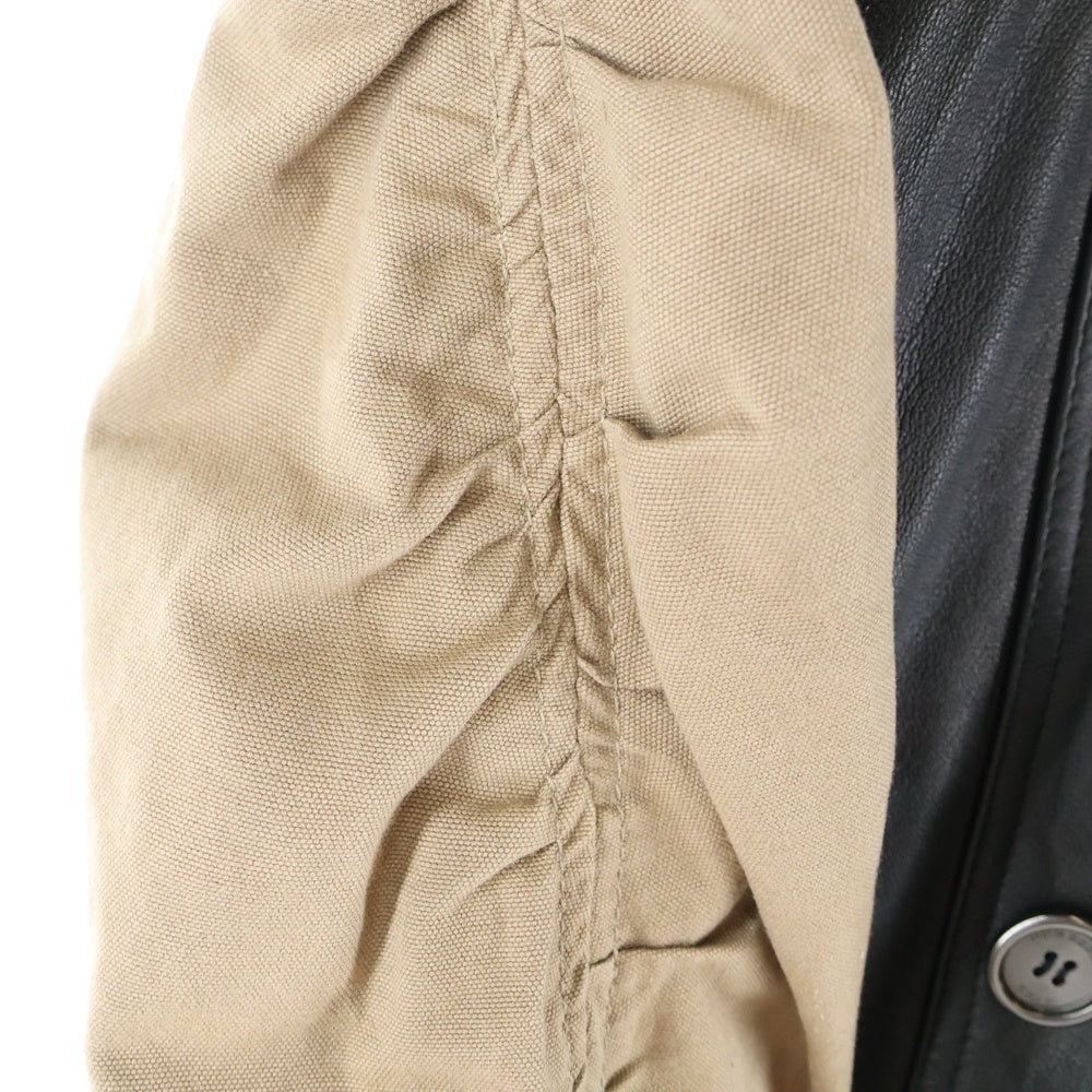 BURBERRY BRIT(バーバリー ブリット) レザー切り替え ラグランスリーブ トレンチ ジャケット ショート コート ブラック/ベージュ レディース 3763127