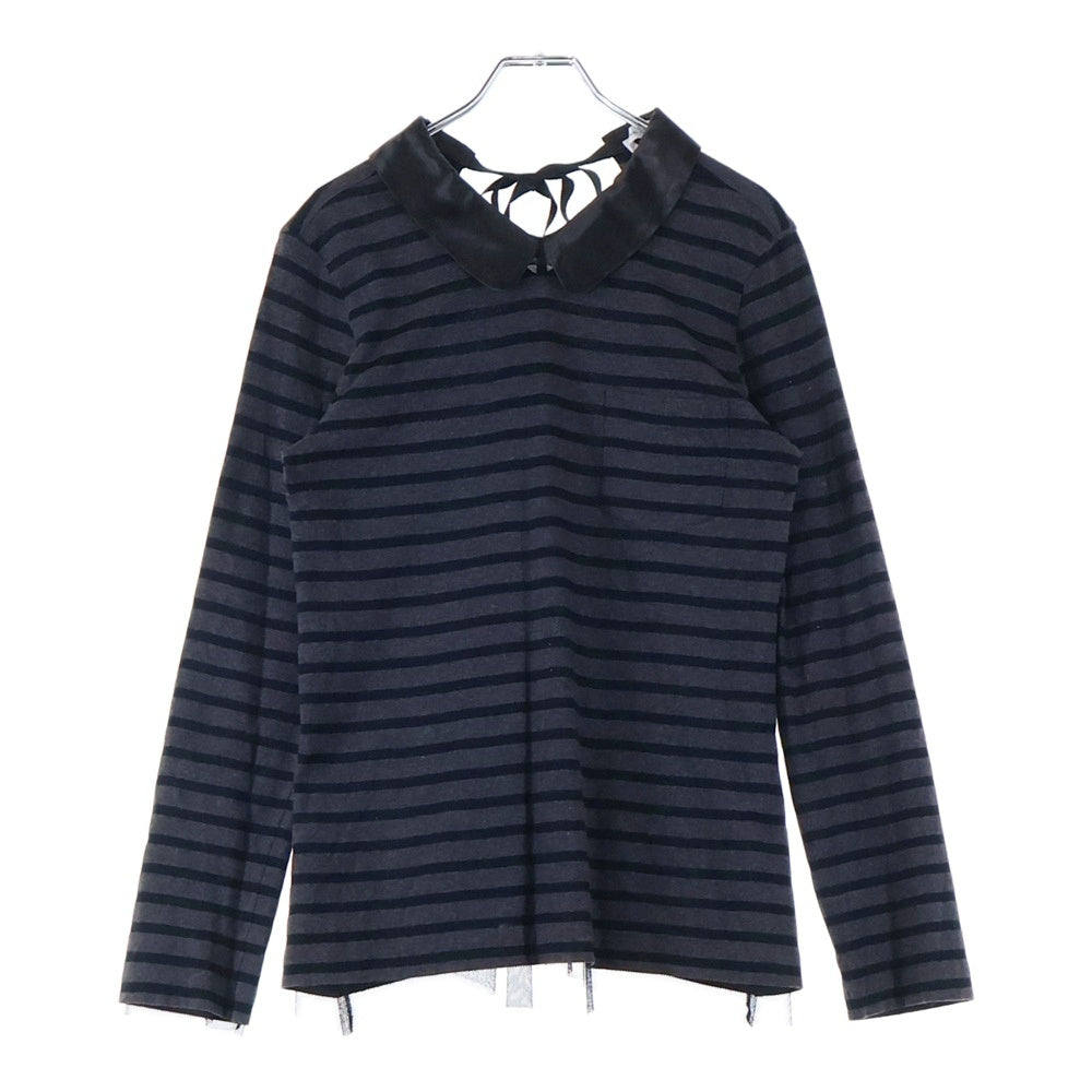 sacai luck(サカイ ラック) ボーダー長袖カットソー ブラック×ダークパープル ♯2 レディース