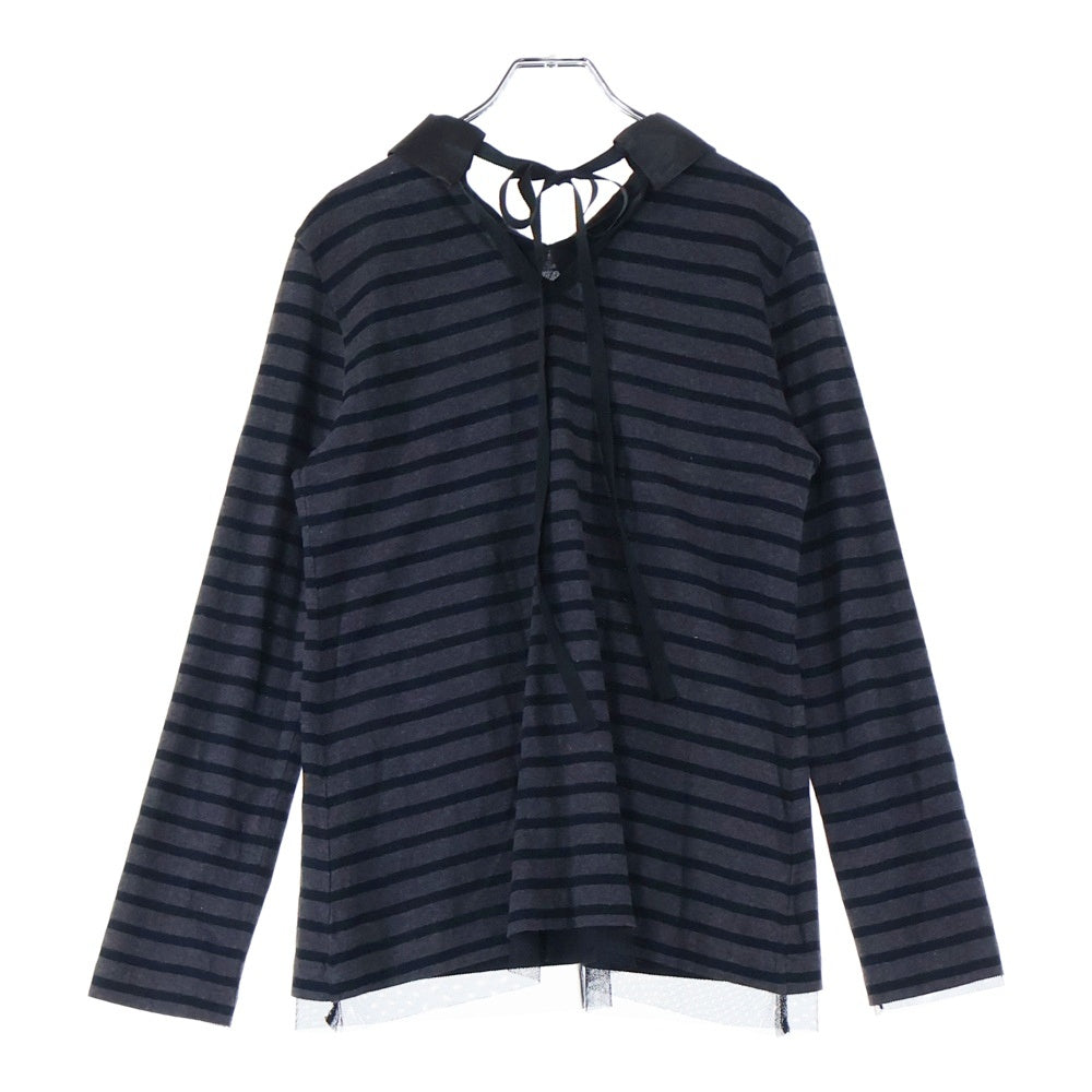 sacai luck(サカイ ラック) ボーダー長袖カットソー ブラック×ダークパープル ♯2 レディース