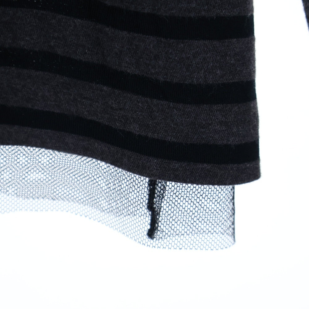 sacai luck(サカイ ラック) ボーダー長袖カットソー ブラック×ダークパープル ♯2 レディース