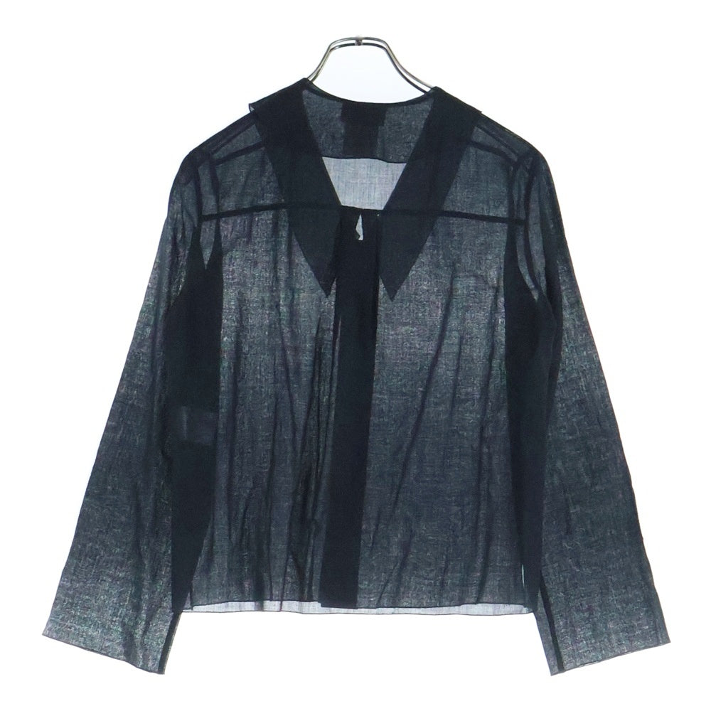 CHANEL(シャネル) 99AW メタルロゴプレート ウール シアー ロングスリーブ 長袖シャツ ブラウス ブラック P13640V07832
