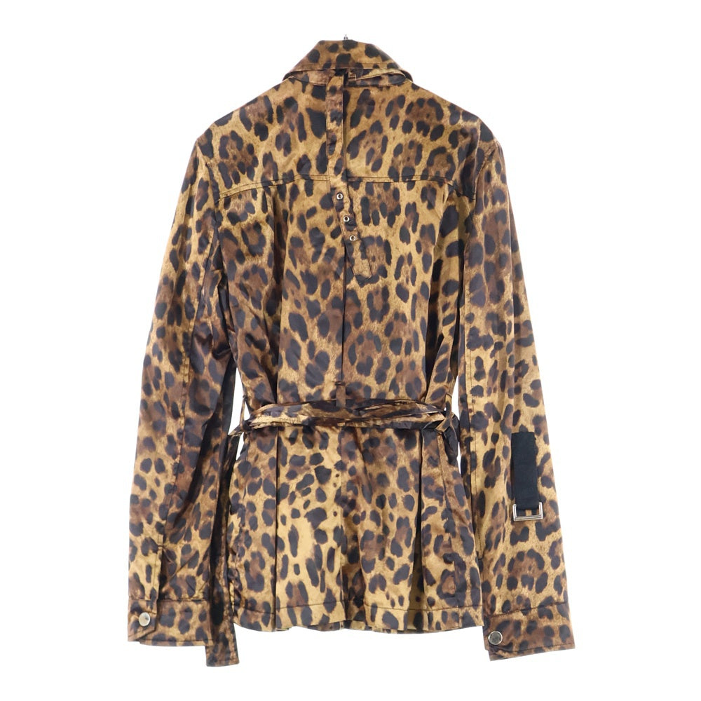 DOLCE & GABBANA(ドルチェアンドガッバーナ) レオパード総柄 ナイロン マルチポケット ジップアップ ジャケット ブラウン F9236T