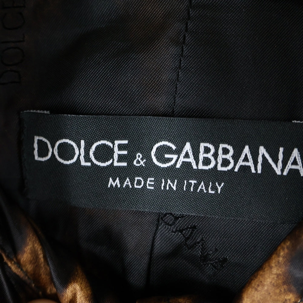DOLCE & GABBANA(ドルチェアンドガッバーナ) レオパード総柄 ナイロン マルチポケット ジップアップ ジャケット ブラウン F9236T
