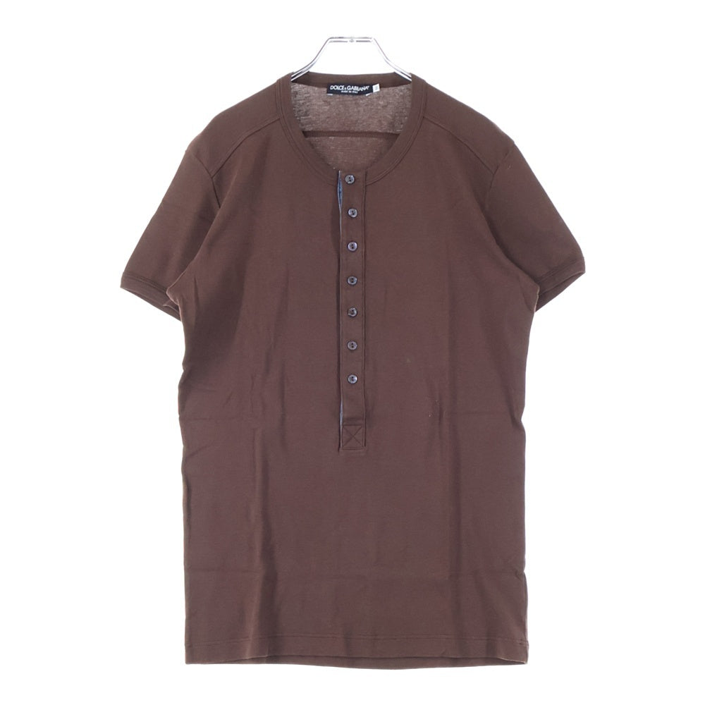 DOLCE & GABBANA(ドルチェアンドガッバーナ) ヘンリーネック半袖シャツ ブラウン