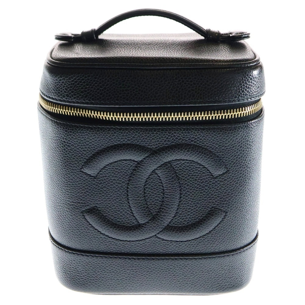 CHANEL(シャネル) ココマーク バニティバッグ ケース ポーチ ブラック キャビアスキン ゴールド金具