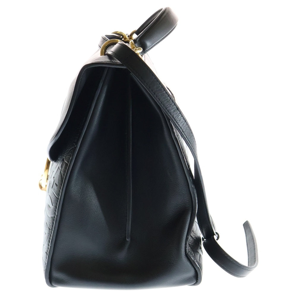 FERRAGAMO(フェラガモ) ガンチーニ 2wayハンドバッグ ショルダーバッ ブラック ゴールド金具 レザー