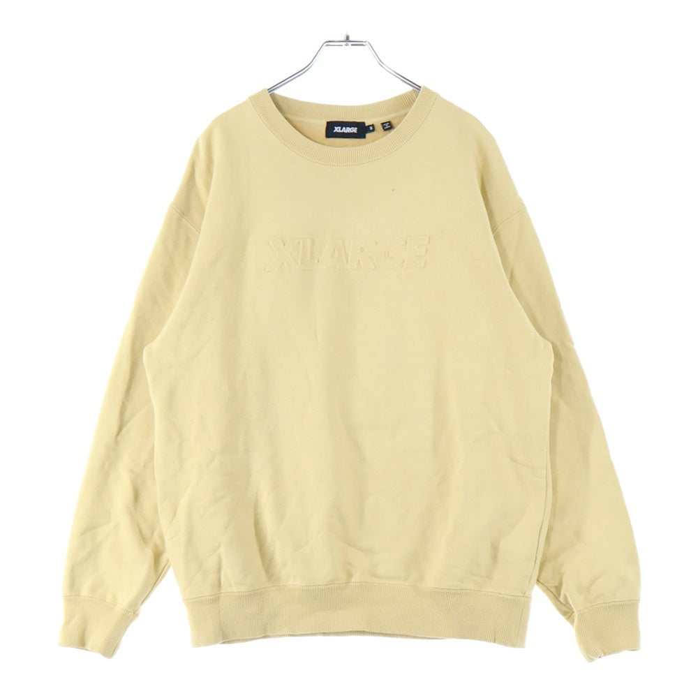 X-LARGE(エクストララージ) エンボス加工 フロントロゴスウェット 長袖トレーナー ベージュ