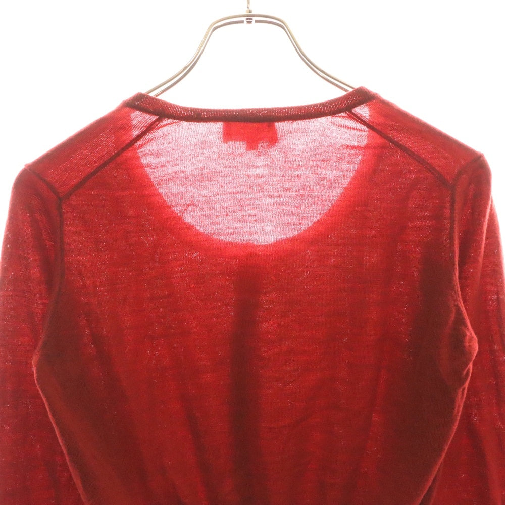 Vivienne Westwood Red Label(ヴィヴィアンウエストウッドレッドレーベル) ロゴ刺繍 クルーネックウール長袖カーディガン レッド