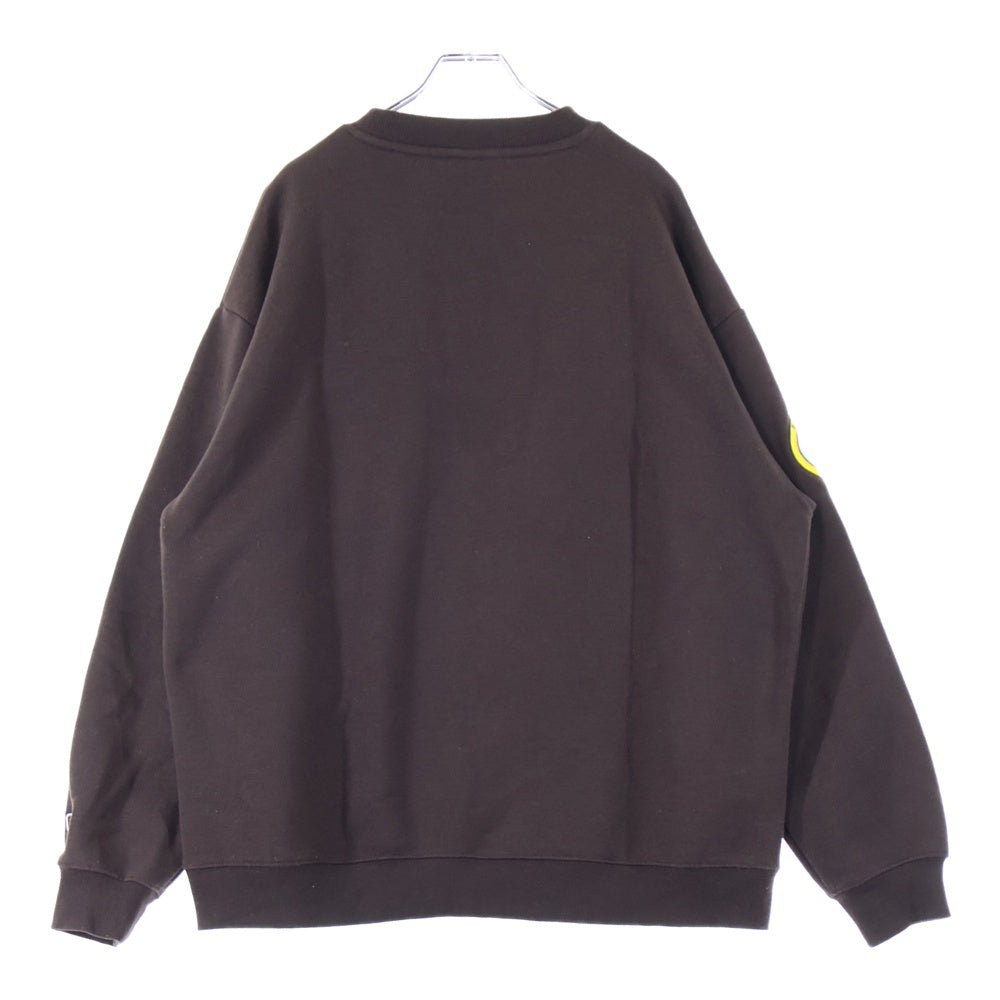 GENUINE MERCHANDISE(ジェニュインマーチャンダイズ) フロント刺繍 クルーネックスウェット トレーナー ブラウン