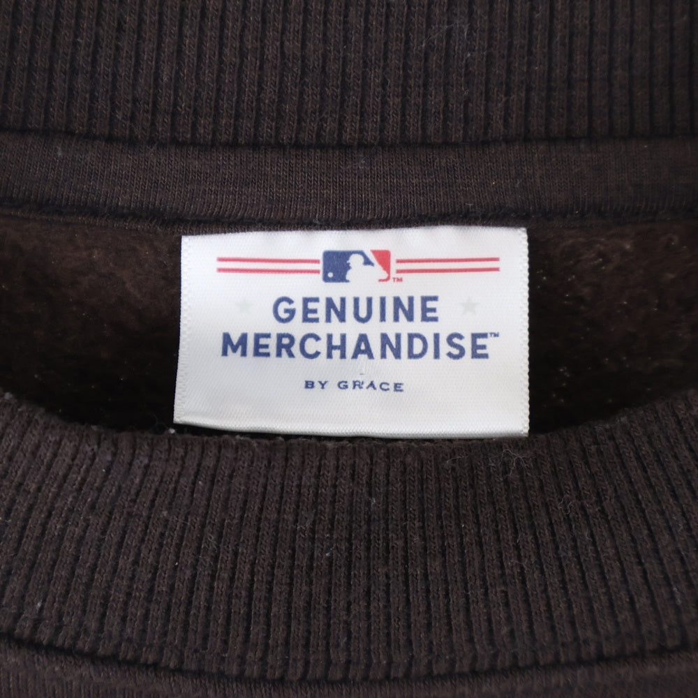 GENUINE MERCHANDISE(ジェニュインマーチャンダイズ) フロント刺繍 クルーネックスウェット トレーナー ブラウン