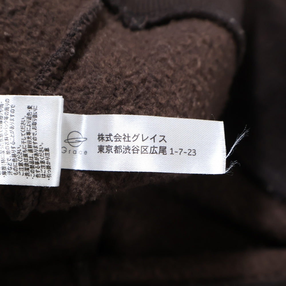 GENUINE MERCHANDISE(ジェニュインマーチャンダイズ) フロント刺繍 クルーネックスウェット トレーナー ブラウン