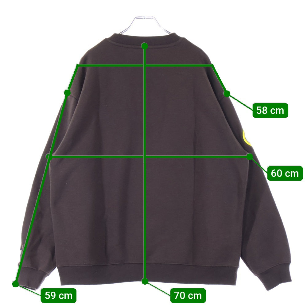 GENUINE MERCHANDISE(ジェニュインマーチャンダイズ) フロント刺繍 クルーネックスウェット トレーナー ブラウン