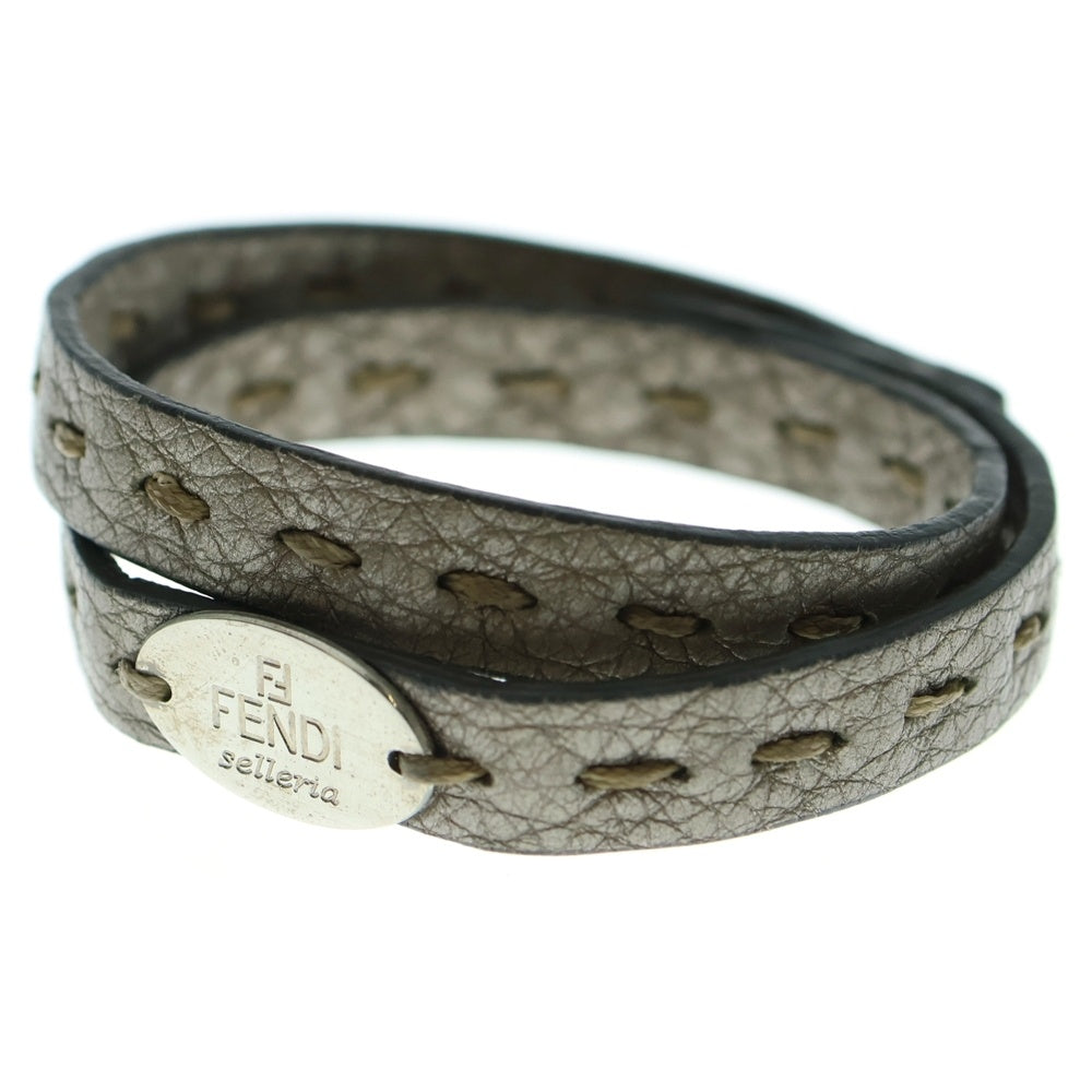 FENDI(フェンディ) セレリア ブレスレット グレー レザー シルバー金具