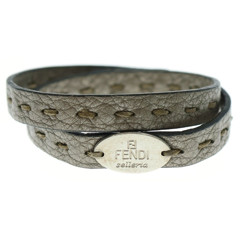 FENDI(フェンディ) セレリア ブレスレット グレー レザー シルバー金具