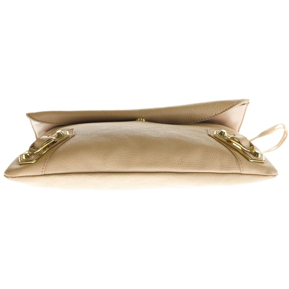 BALENCIAGA(バレンシアガ) クラシックメタリックエンベロープ ショルダーバッグ ピンクベージュ ゴールド金具 レザー 438791