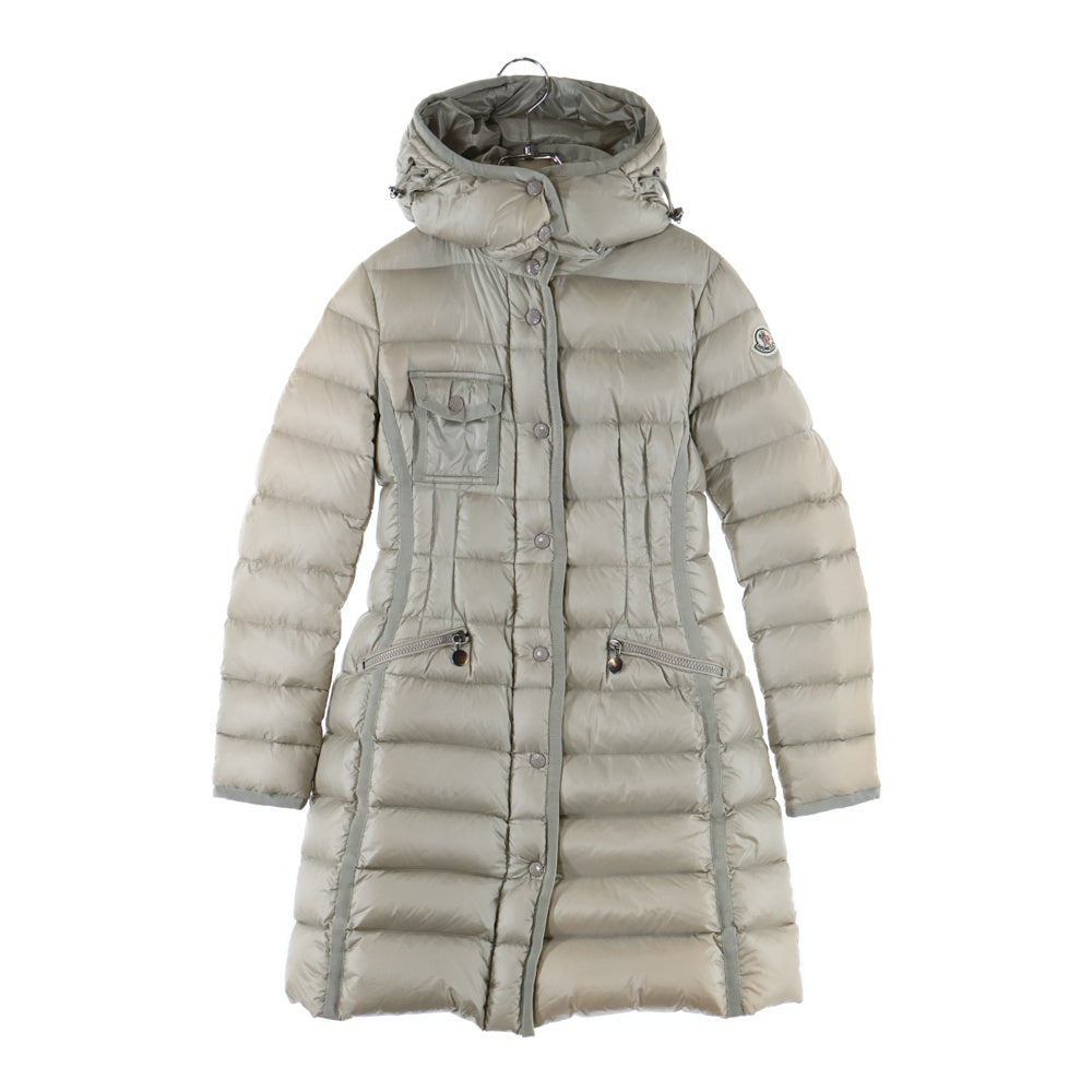 MONCLER(モンクレール) HERMINE エルミンヌ フーデッド ジップアップ ダウン ロングジャケット コート ベージュ レディース 142-093-49339-05