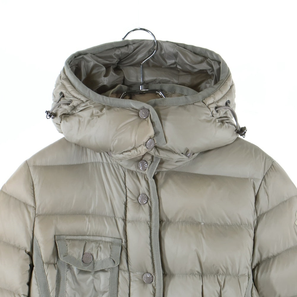 MONCLER(モンクレール) HERMINE エルミンヌ フーデッド ジップアップ ダウン ロングジャケット コート ベージュ レディース 142-093-49339-05