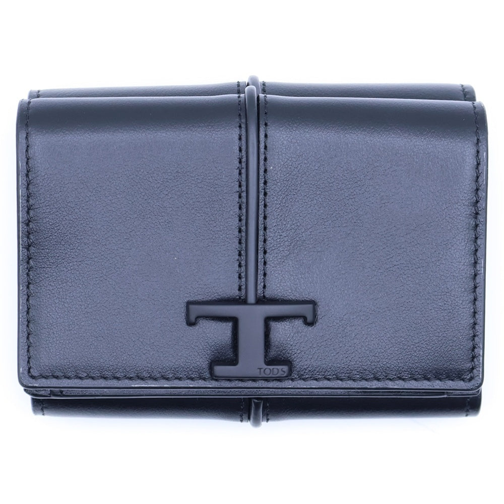 TOD'S(トッズ) Tタイムレス 三つ折り財布 ウォレット ブラック レザー