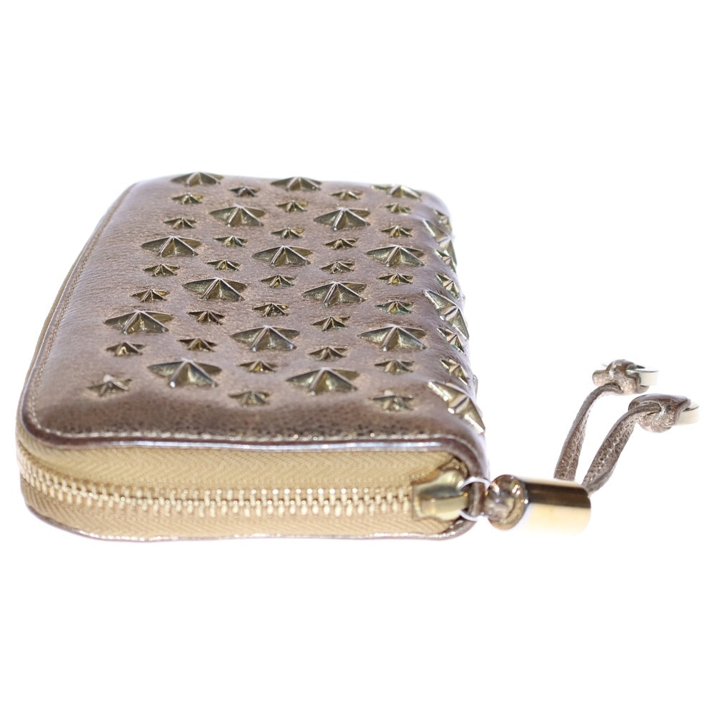 JIMMY CHOO(ジミーチュウ) スタースタッズ ラウンドファスナー長財布 ロングウォレット ゴールド レザー