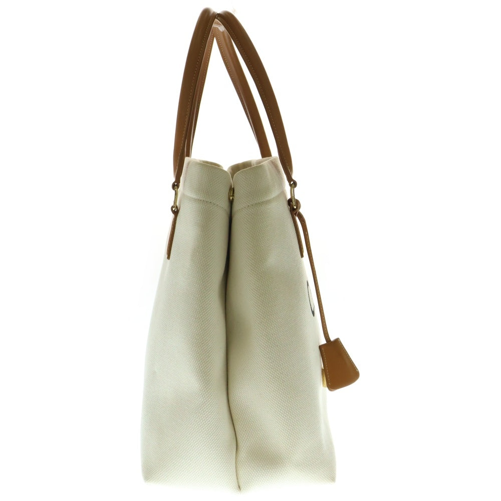 CELINE(セリーヌ) ホリゾンタル カバ トートバッグ ハンドバッグ アイボリー×ブラウン キャンバス×レザー