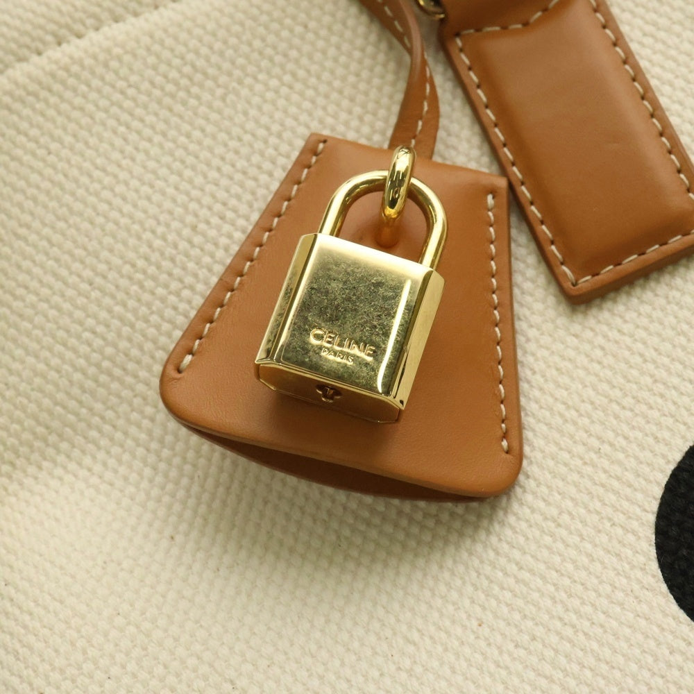 CELINE(セリーヌ) ホリゾンタル カバ トートバッグ ハンドバッグ アイボリー×ブラウン キャンバス×レザー