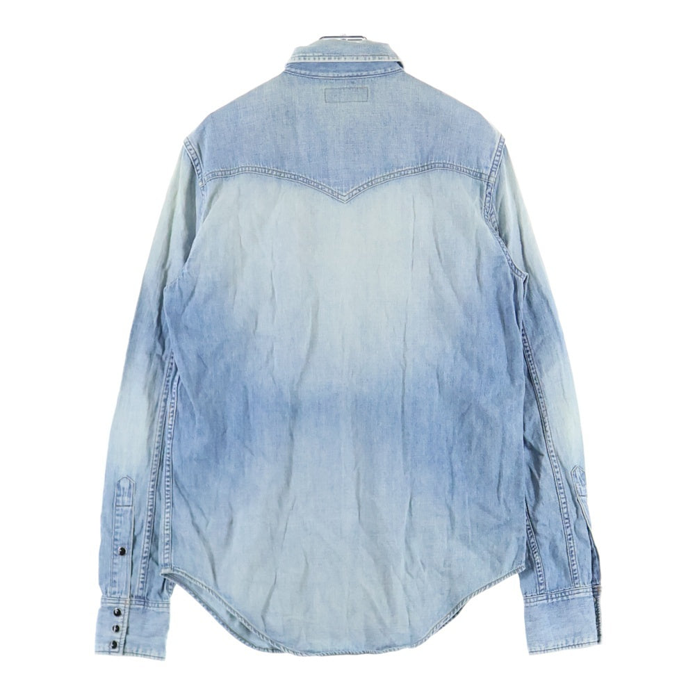 SAINT LAURENT PARIS(サンローランパリ) 18AW ウォッシュ加工 ウエスタン スナップボタン デニムシャツ インディゴ レディース 527493