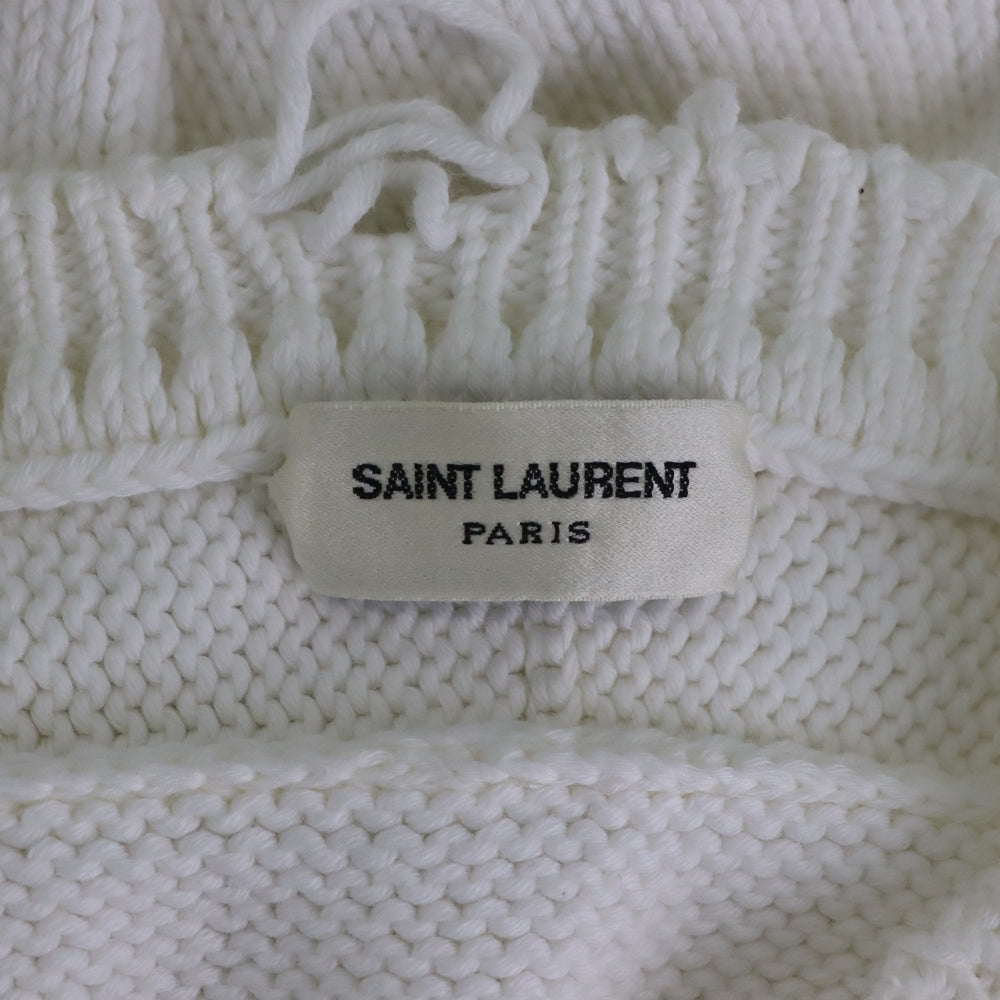 SAINT LAURENT PARIS(サンローランパリ) デストロイ加工クラッシュニット クルーネック長袖セーター ホワイト 604798 YALO2