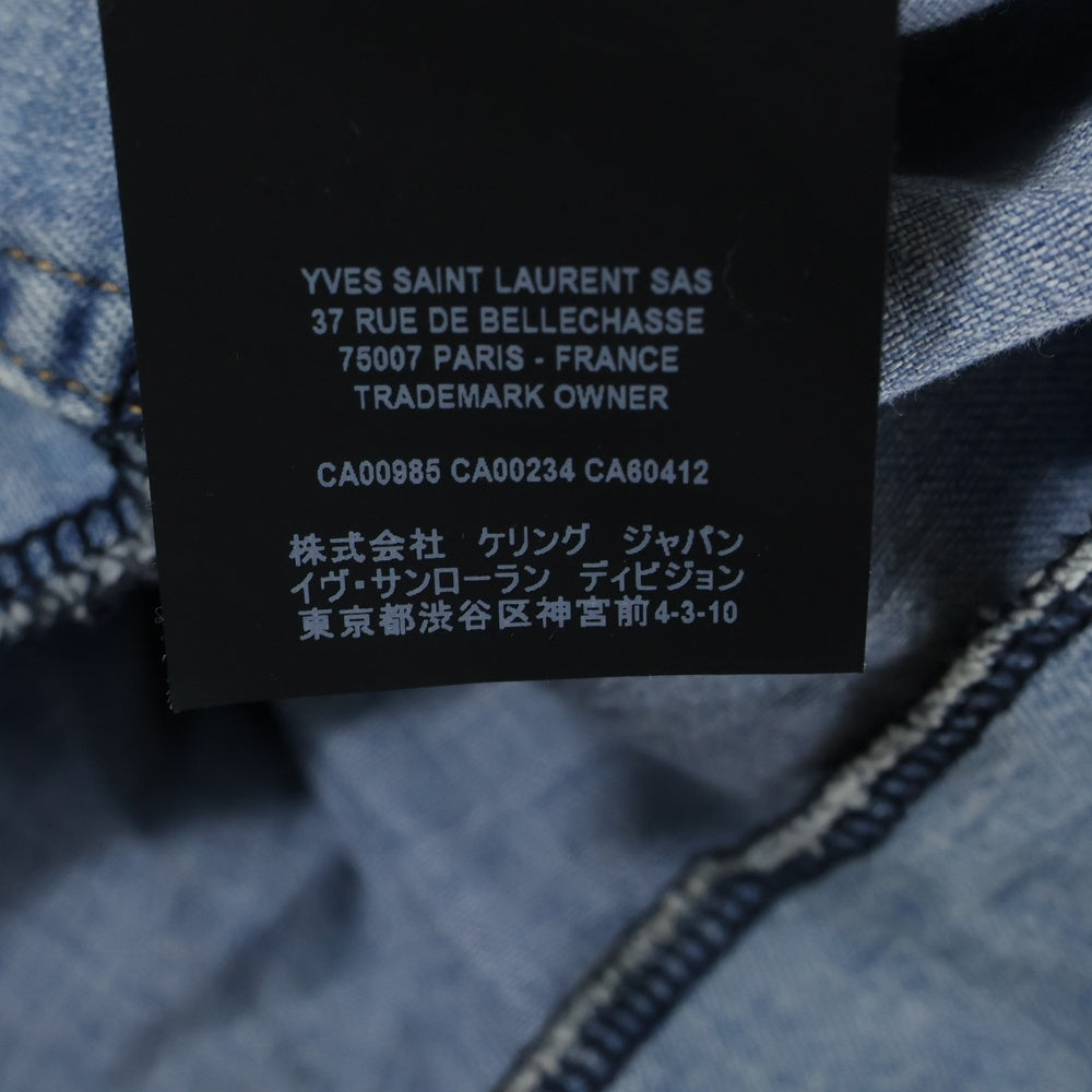 SAINT LAURENT PARIS(サンローランパリ) 19AW ダメージ加工 ウエスタン スナップボタン デニムシャツ インディゴ レディース 601702