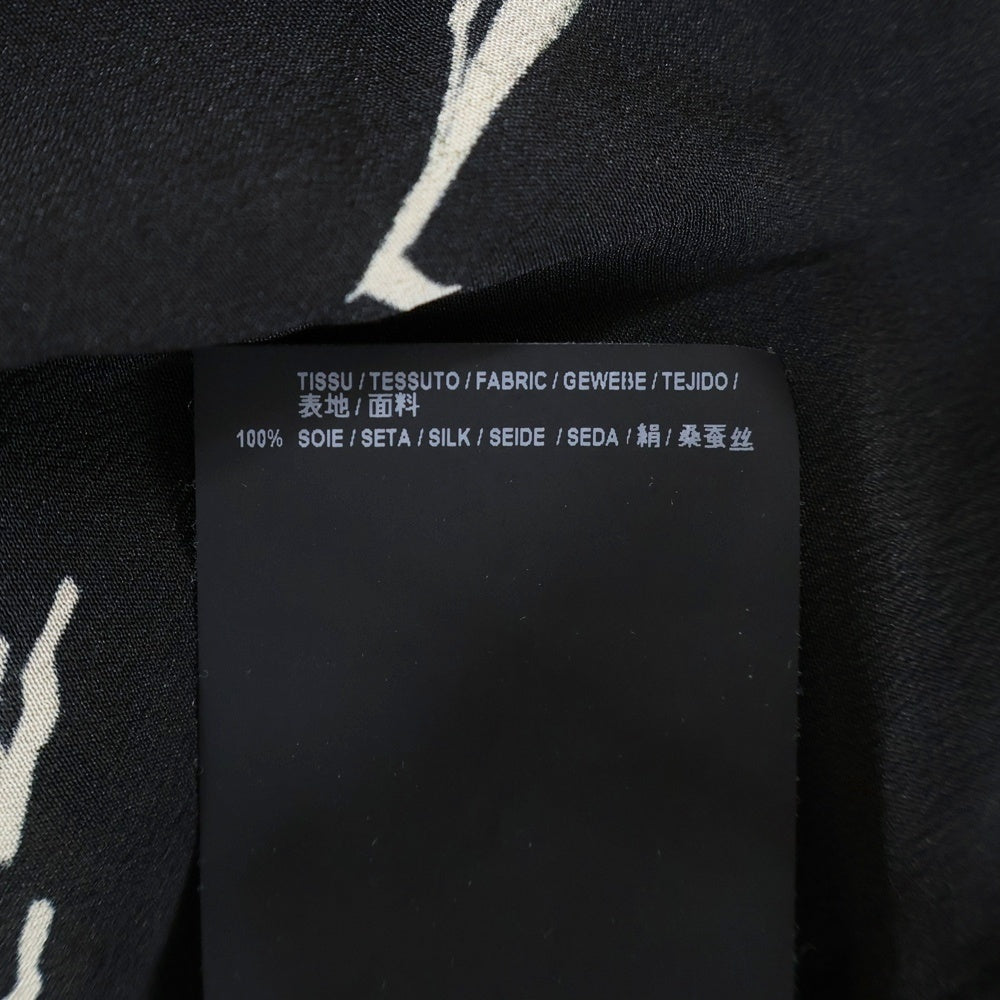 SAINT LAURENT PARIS(サンローランパリ) 18SS ヨット総柄 シルク フェイクポケット レギュラーカラ 半袖シャツ ブラック 552829