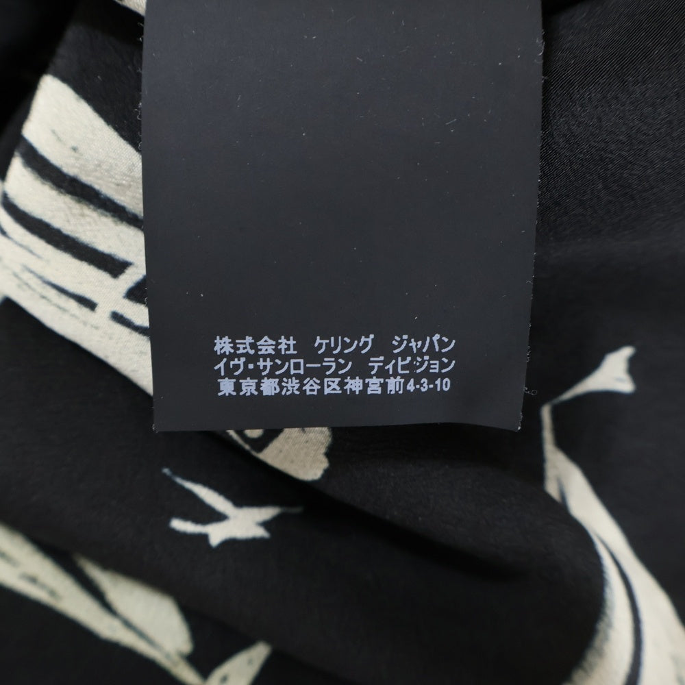 SAINT LAURENT PARIS(サンローランパリ) 18SS ヨット総柄 シルク フェイクポケット レギュラーカラ 半袖シャツ ブラック 552829