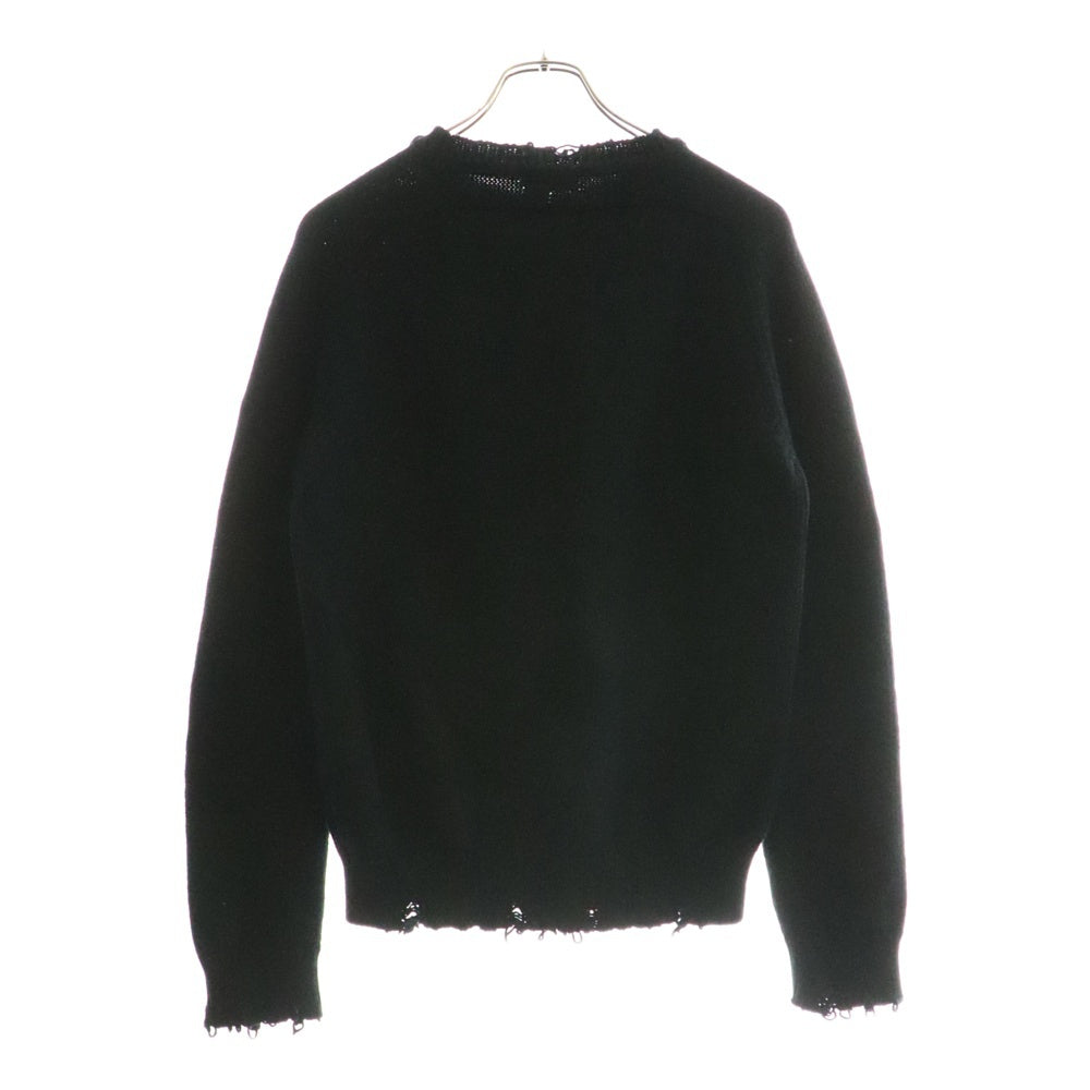 SAINT LAURENT PARIS(サンローランパリ) デストロイ加工クラッシュニット クルーネック長袖セーター ブラック 604798 YALO2