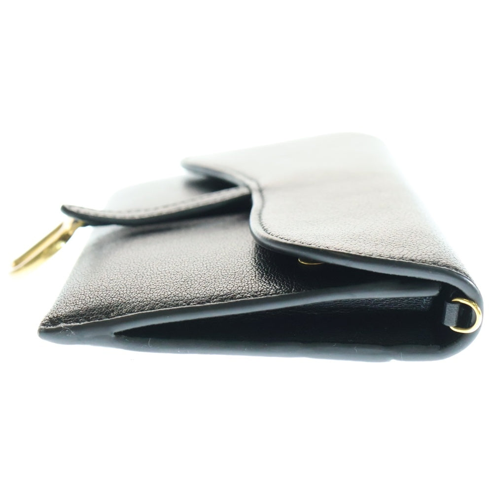 Christian Dior(クリスチャンディオール) サドル チェーンウォレット ショルダーバッグ ブラック ゴールド金具 レザー