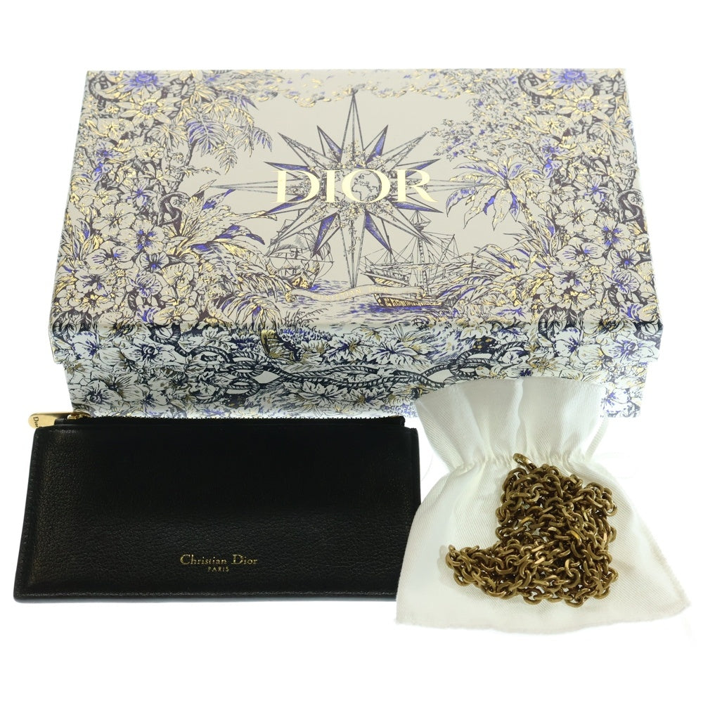 Christian Dior(クリスチャンディオール) サドル チェーンウォレット ショルダーバッグ ブラック ゴールド金具 レザー