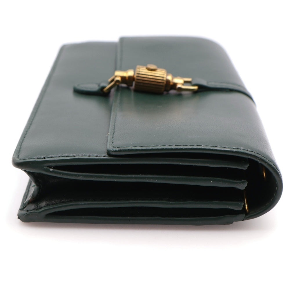 CHARLES&KEITH(チャールズ&キース) ロングウォレット 長財布 カードケース グリーン レザー ゴールド金具