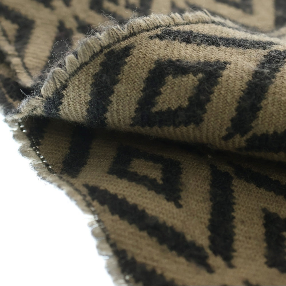 FENDI(フェンディ) FFロゴ 総柄ジャガード フリンジ マフラー ブラウン