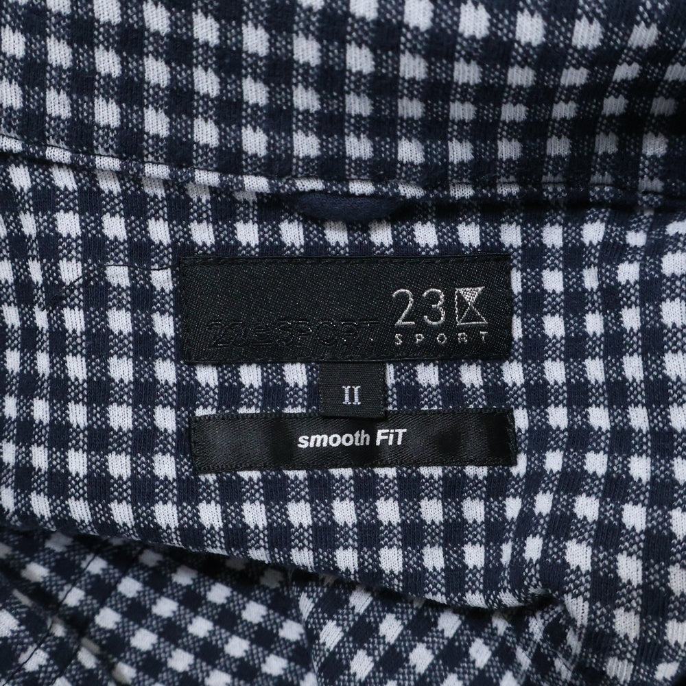 23区(ニジュウサンク) ナイロン切り替え フロント刺繍 ジップアップジャケット ネイビー