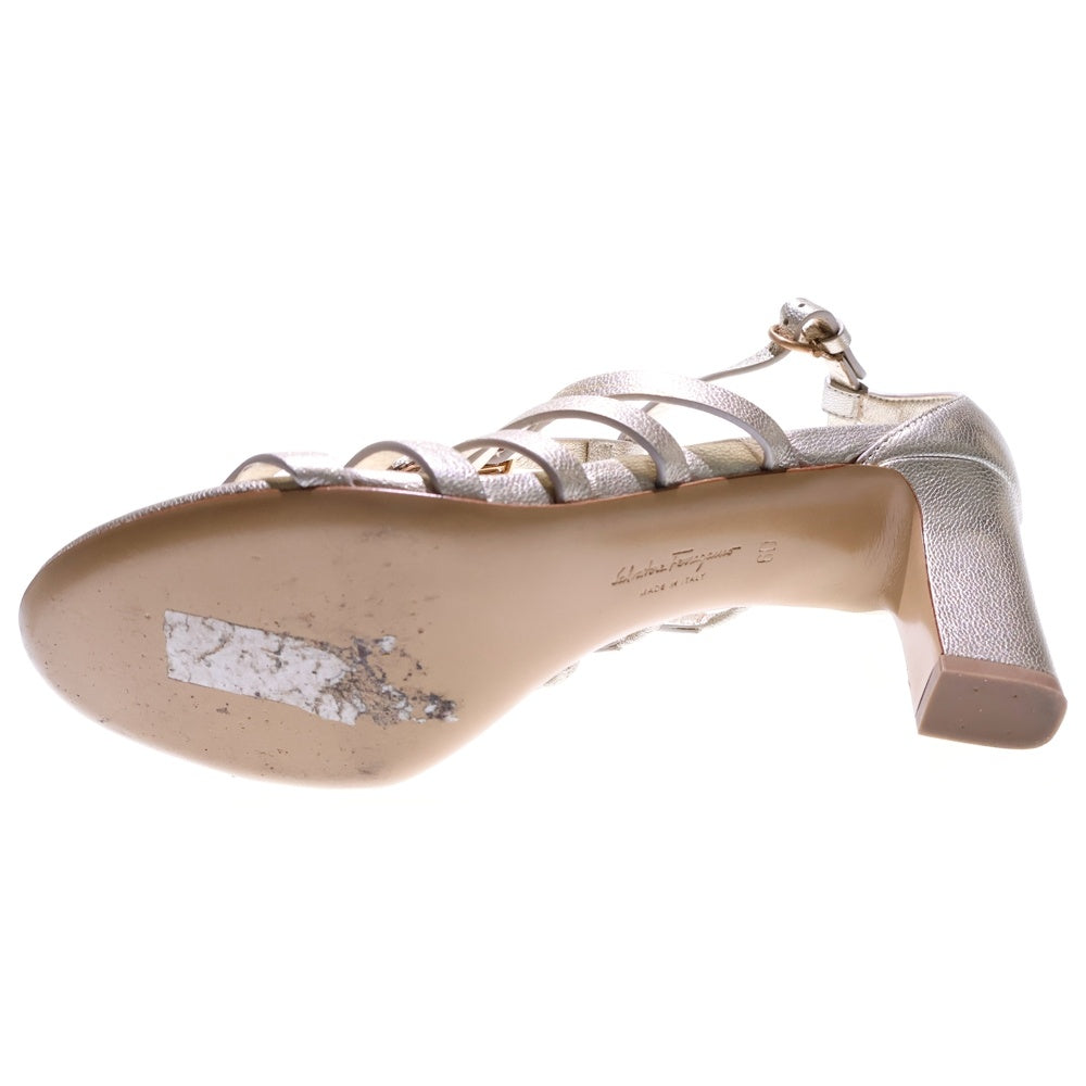 Salvatore Ferragamo(サルヴァトーレ フェラガモ) ガンチーニ ヒールサンダル ストラップシューズ レディース ゴールド ♯6