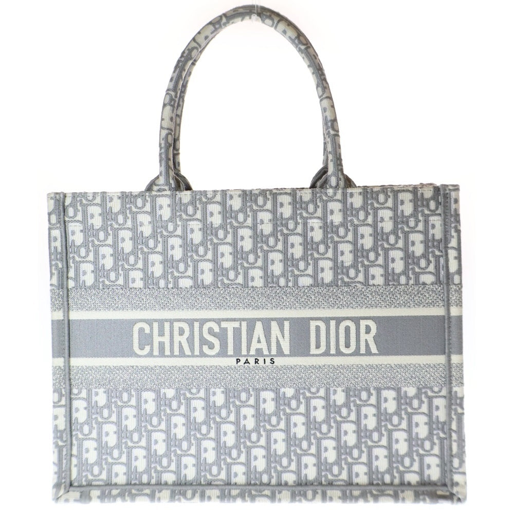 Christian Dior(クリスチャンディオール) ブックトートミディアム グレー キャンバス ハンドバッグ トートバッグ オブリーク