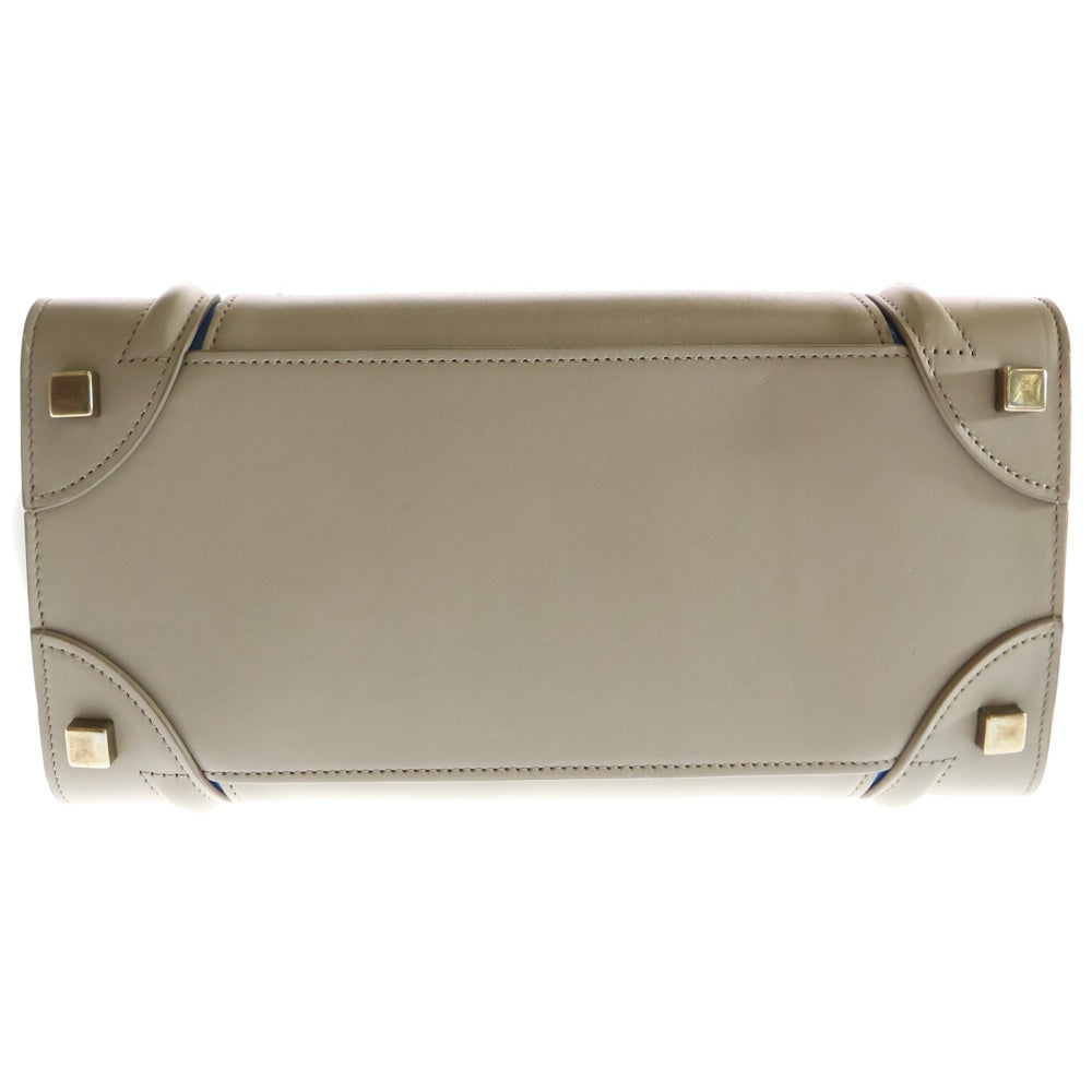 CELINE(セリーヌ) ラゲージ マイクロショッパー バイカラー ハンドバッグ ベージュ×ブルー レザー