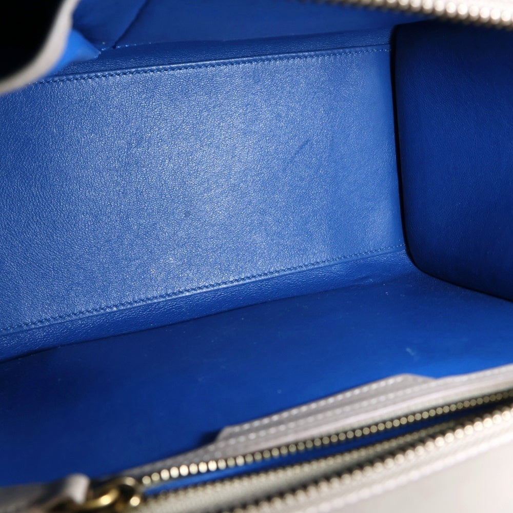 CELINE(セリーヌ) ラゲージ マイクロショッパー バイカラー ハンドバッグ ベージュ×ブルー レザー